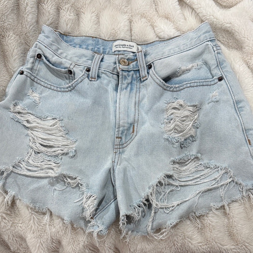 American Eagle Outfitters Ripped Light Blue Jean Shorts